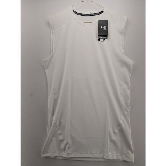 NWT Under Armour HeatGear Men's Compression Sleeveless in White size XL TALL - Picture 3 of 7
